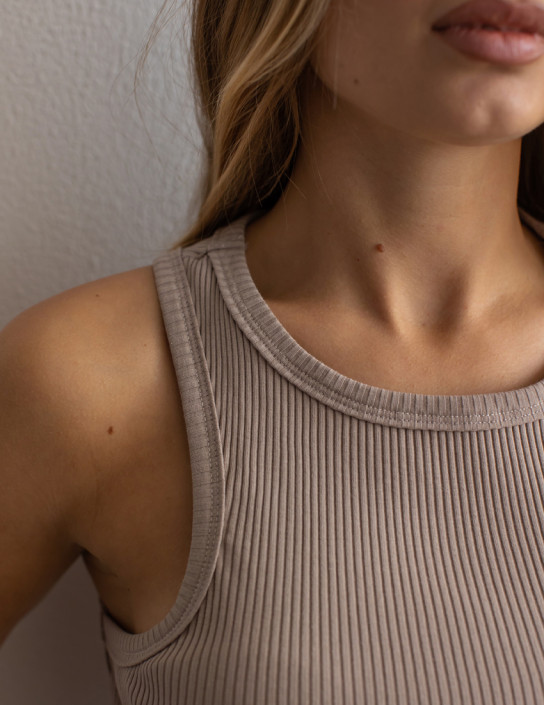 Ribbed Coffeecolor tank top and pants set