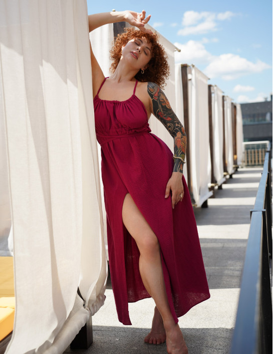 Muslin maxi dress; cherry