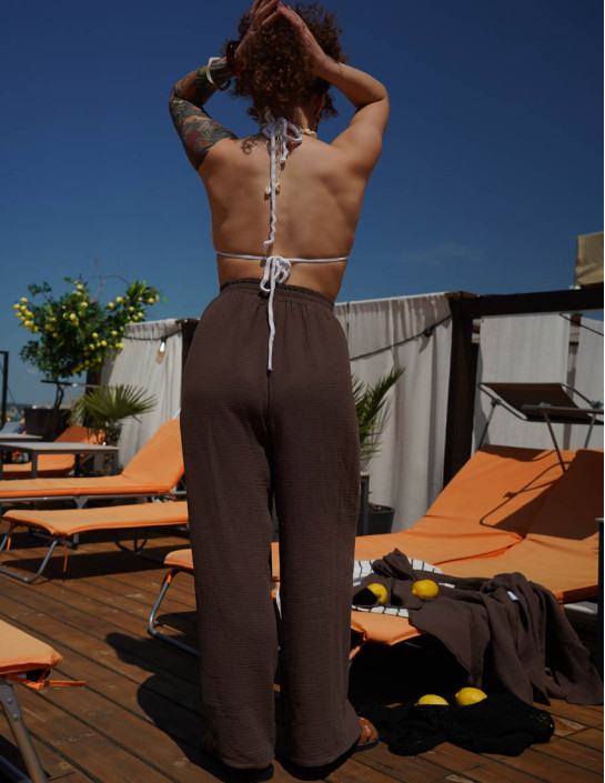 Chocolate Muslin Palazzo Pants