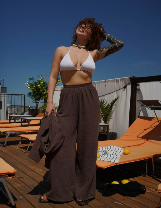 Chocolate Muslin Palazzo Pants