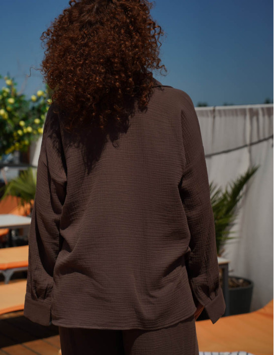 Chocolate color Muslin Shirt with Slits