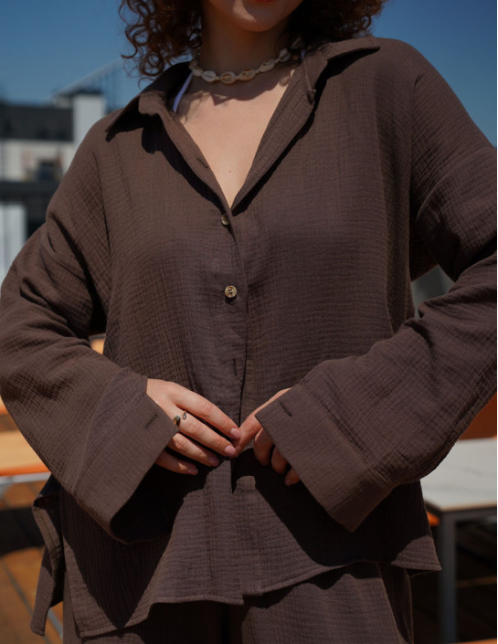 Chocolate color Muslin Shirt with Slits