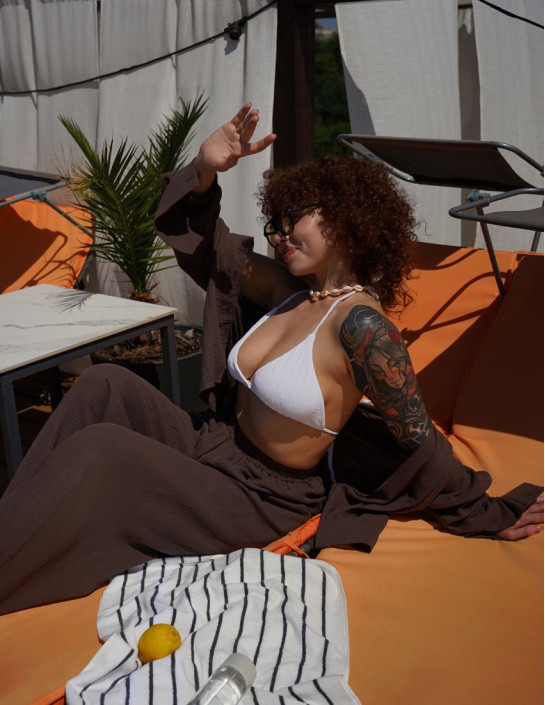 Set: Palazzo Pants & Shirt with Slits | Chocolate